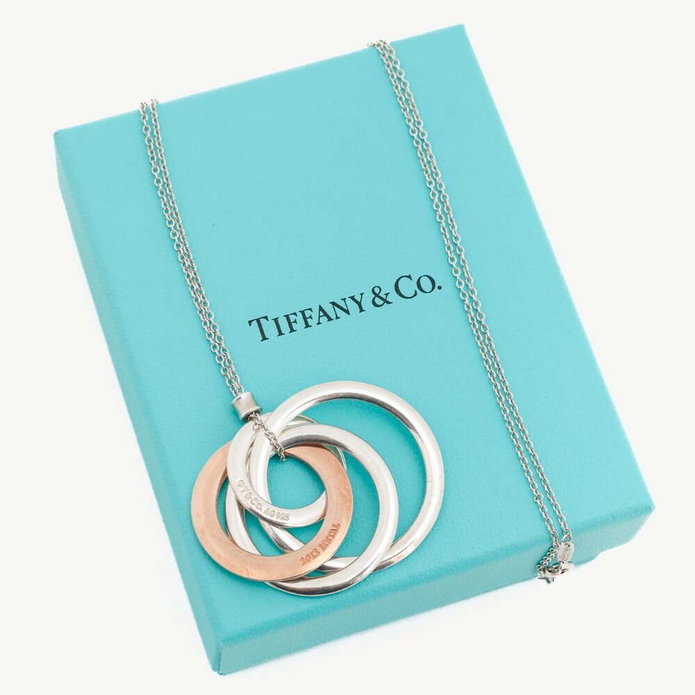 Tiffany & Co. Interlocking Circles Sterling Silver & Rubedo Pendant Necklace